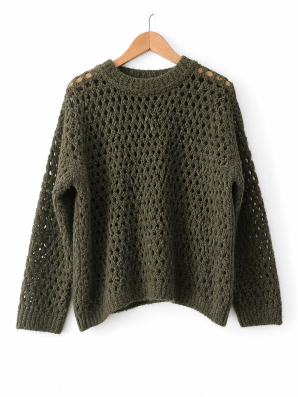 Souvenir Clubbing Green Fuzzy Open Knit Sweater S